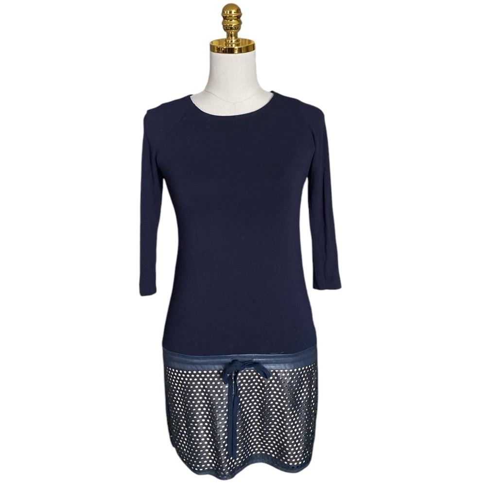 REVOLVE BAILEY 44 | Perforated Leather Trim Dress in Navy Size XS